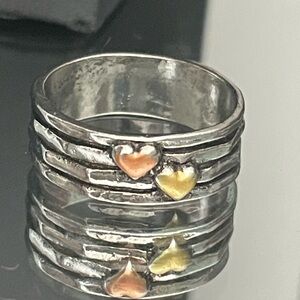 ✨Silver and Gold Heart Stacked Ring✨NEW Size 8